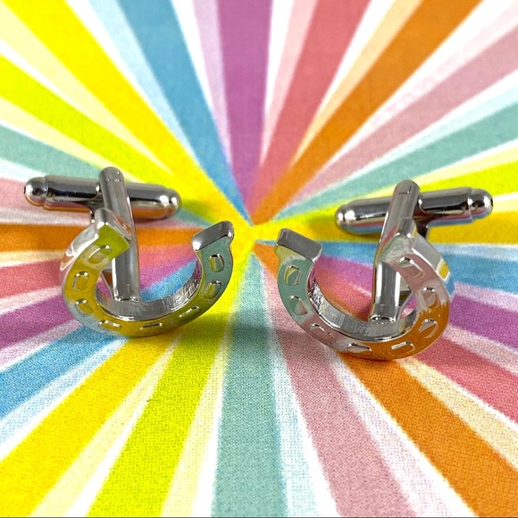 HP Horseshoe Cufflinks Rockabilly Cowboy Rocker - Picture 3 of 6